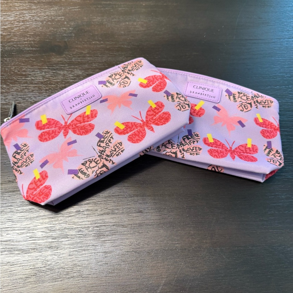 Clinique Lavender Bags with Red Butterfly Design